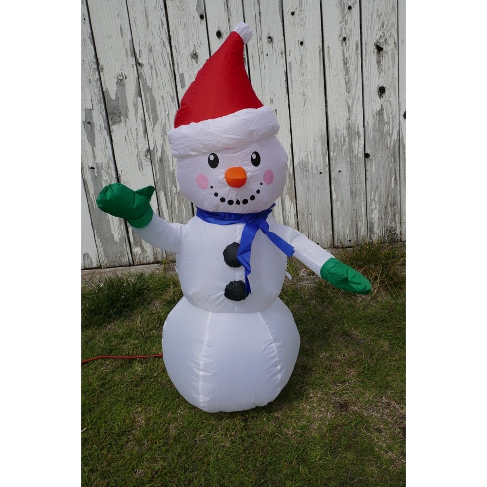 Holiday Time Snowman Christmas Santa Hat Airblown Inflatable 4 FT